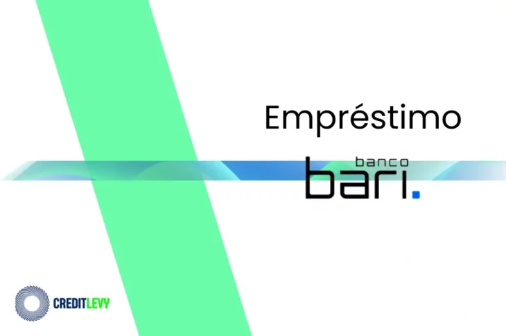 Imagem com o logotipo do empréstimo consignado Bari, com tipografia moderna e elementos gráficos em verde e azul sobre fundo branco.