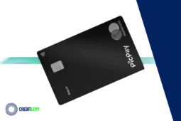 Cartão Pic Pay Black com chip, pagamento por aproximação e bandeira Mastercard, exibido em fundo branco e azul com logo da Credit Levy.