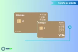 Imagen de la tarjeta de crédito Banregio Gold Visa, destacando sus recompensas, flexibilidad de pagos, control desde la app y beneficios adicionales para compras diarias.
