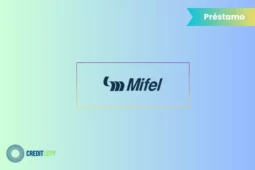 Logotipo de Banco Mifel junto a la palabra préstamo, ilustrando los diferentes productos de préstamo Mifel disponibles para los clientes.