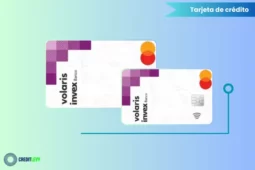 Imagen de la tarjeta de crédito Volaris Invex Mastercard, destacando acumulación de puntos, beneficios para viajeros frecuentes y control total desde la app Invex.