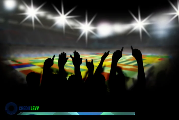 Torcedores em um estádio iluminado durante a Promoção Visa Copa do Mundo relacionada ao Mundial 2026™