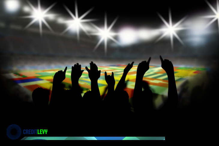 Torcedores em um estádio iluminado durante a Promoção Visa Copa do Mundo relacionada ao Mundial 2026™